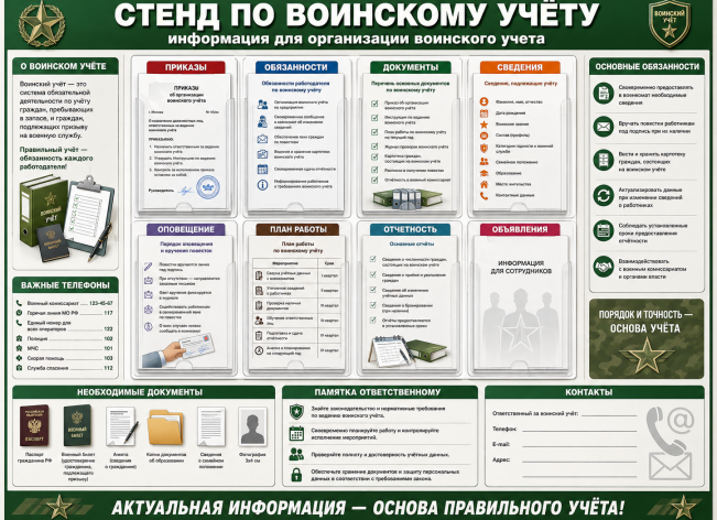 Стенд по воинскому учёту